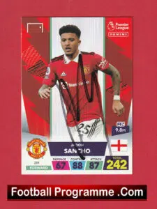 Manchester United Jadon Sancho Autographed Signed Football Card