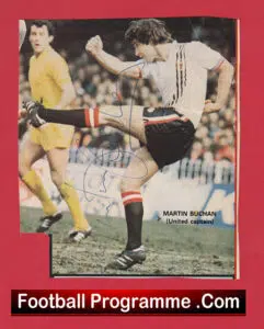Manchester United Martin Buchan Autograph Signed Picture Man Utd
