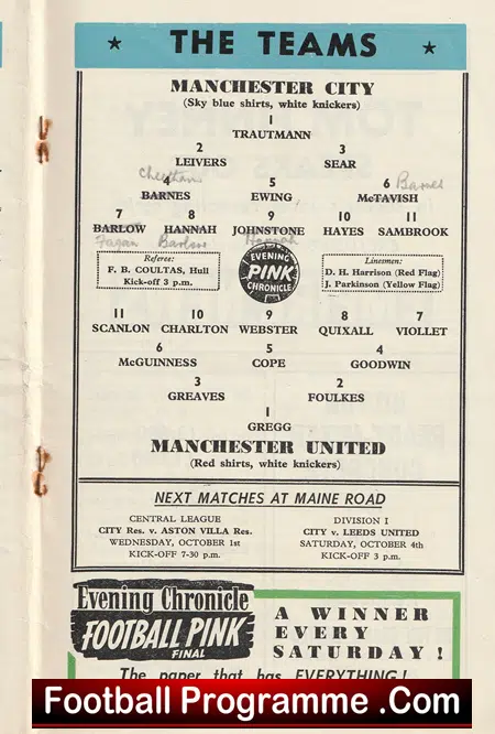 Manchester City v Manchester United 1958 - City v Utd - Image 3