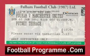 Fulham v Manchester United 2001 – Match Ticket