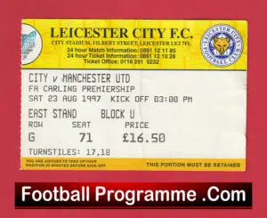 Leicester City v Manchester United 1997 – Match Ticket