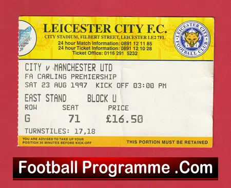 Leicester City v Manchester United 1997 - Match Ticket - Image 2