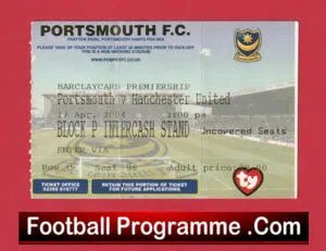 Portsmouth v Manchester United 2004 – Football Ticket