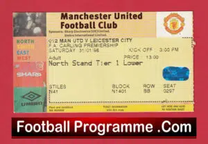 Manchester United v Leicester City 1998 – Football Ticket