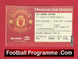 Manchester United v Leeds United 1998 – Football Ticket