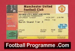 Manchester United v West Ham United 1997 – Football Ticket