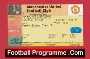 Manchester United v Barnsley 1997 – Football Ticket