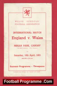 England v Wales 1953 – Schoolboys Cardiff – Bobby Charlton