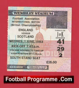 England v Scotland 1983 – Football Ticket