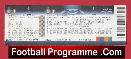 Inter Milan v Manchester United 2009 - Full Football Ticket Italy - Image 2