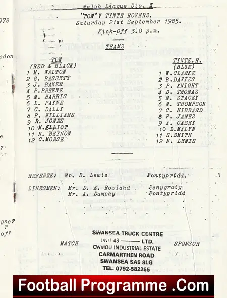 Tonyrefail Welfare v Tyne Rovers 1985 - Image 3