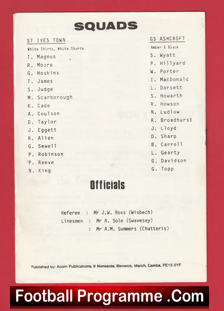 St Ives Town v GS Ashcroft 1984 - Image 3