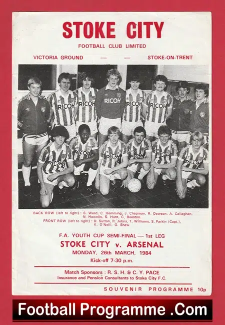 Stoke City v Arsenal 1984 - FA Youth Cup Semi Final 1st Leg - Image 2
