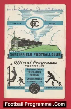  Bradford Park Avenue v Chesterfield 1956 - 1950s Football Programme .COM Football Programmes Memorabilia