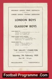 London Boys v Glasgow Boys 1959 – at Charlton Athletic