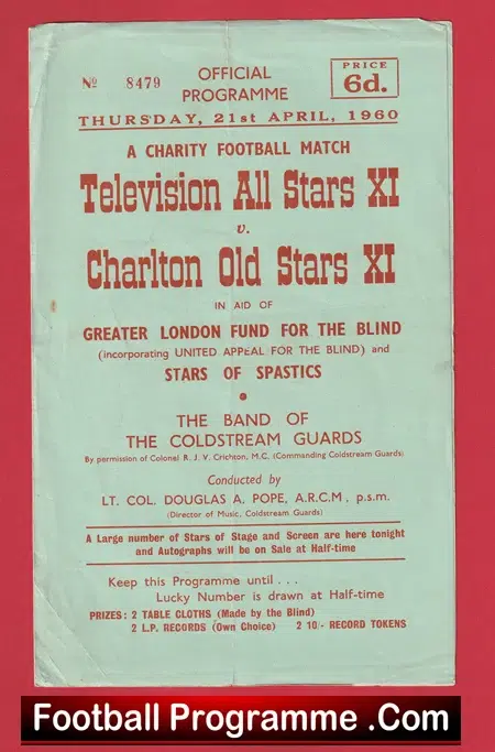 Charlton Old Stars v TV All Stars 1960 - Roy Castle + Maurice Kaufman - Image 2