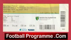 Norwich City v Manchester United 2013 – Match Ticket