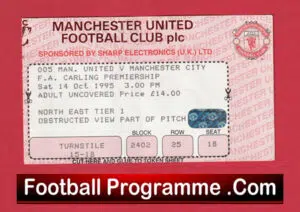 Manchester United v Manchester City 1995 – Ticket Man Utd