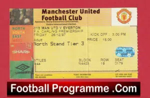 Manchester United v Everton 1997 – Match Ticket