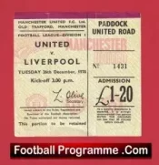Manchester United v Liverpool 1978 – Match Ticket 1970’s