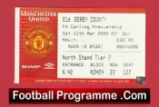 Manchester United v Derby County 2000 – Match Ticket