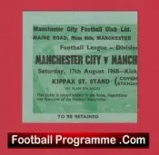 Manchester City v Manchester United 1968 – Ticket 1960’s