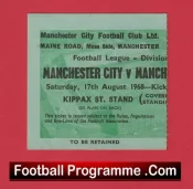 Manchester City v Manchester United 1968 – Ticket 1960’s
