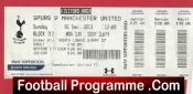 Tottenham Hotspur v Manchester United 2013 – Football Ticket
