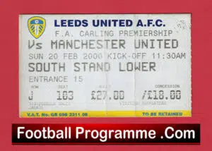 Leeds United v Manchester United 2000 – Football Ticket