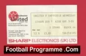 Manchester United v Sheffield Wednesday 1977 – Match Ticket 1970s