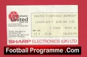 Manchester United v Sheffield Wednesday 1977 – Match Ticket 1970s