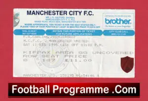 Manchester City v Manchester United 1995 – Match Ticket