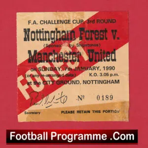 Nottingham Forest v Manchester United 1990 – Football Ticket FA Cup