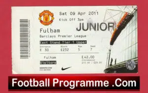 Manchester United v Fulham 2011 – Football Ticket