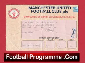 Manchester United v Leeds United 1994 – Match Ticket