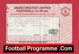 Manchester United v QPR 1994 – Match Ticket