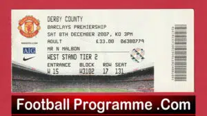 Manchester United v Derby County 2007 – Ticket