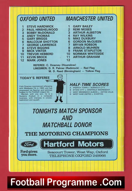 Oxford United v Manchester United 1983 Mark Hughes Debut First - Image 3