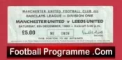 Manchester United v Leeds United 1990 – Match Ticket