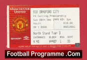 Manchester United v Bradford City 1999 – Match Ticket