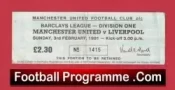 Manchester United v Liverpool 1991 – Match Ticket