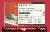 Manchester United v Norwich City 2004 – Match Ticket