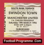 Swindon Town v Manchester United 1994 – Football Ticket