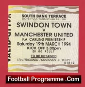Swindon Town v Manchester United 1994 – Football Ticket