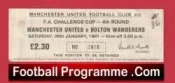Manchester United v Bolton Wanderers 1991 – Match Ticket