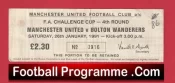 Manchester United v Bolton Wanderers 1991 – Match Ticket