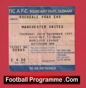 Oldham Athletic v Manchester United 1991 – Football Ticket