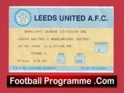 Leeds United v Manchester United 1990 – Match Ticket