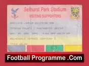 Crystal Palace v Manchester United 1991 – Match Ticket