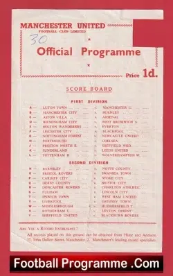  Manchester United v WBA 1957 - Reserves Man Utd Bobby Charlton Football Programme .COM Football Programmes Memorabilia